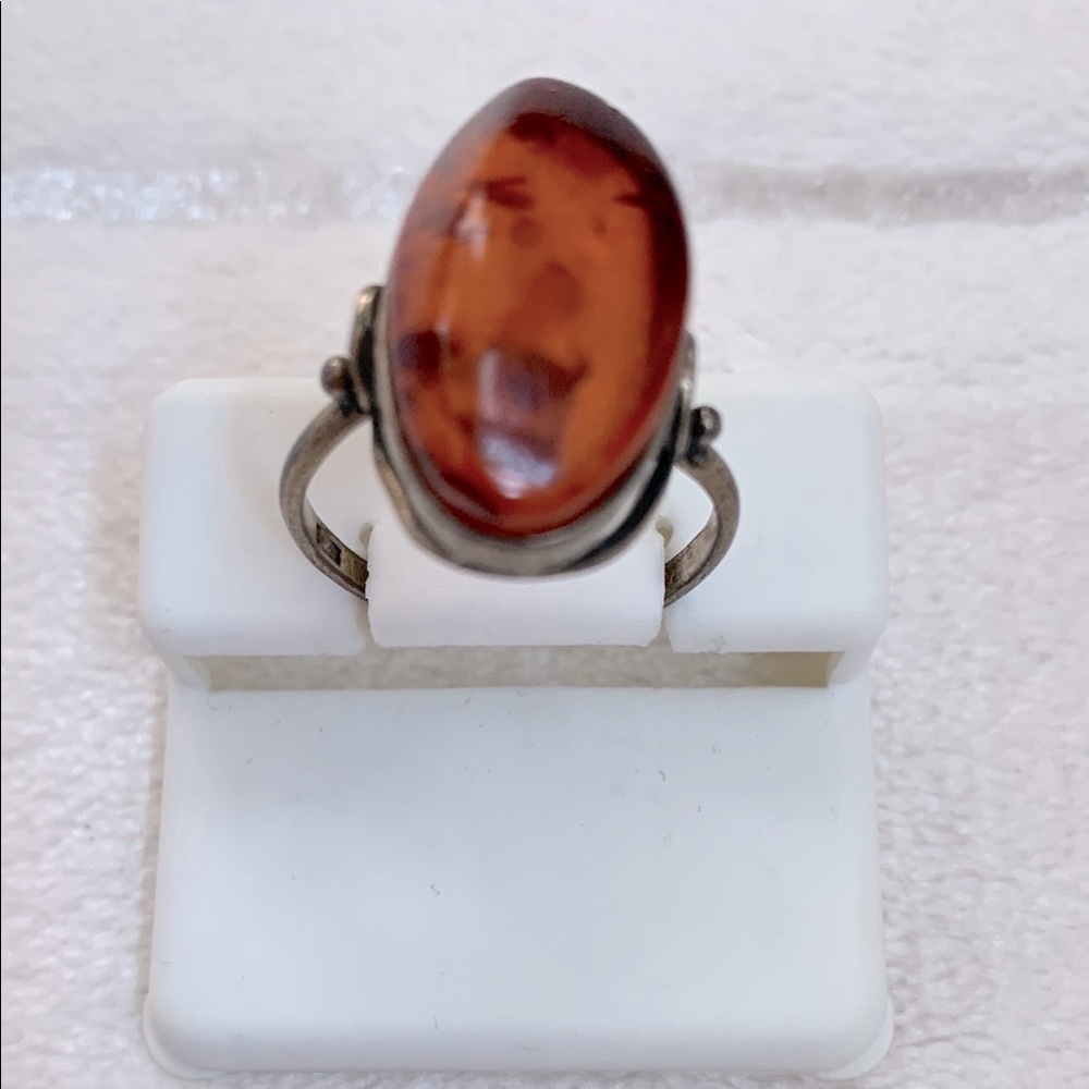 Vintage Silver Amber Ring